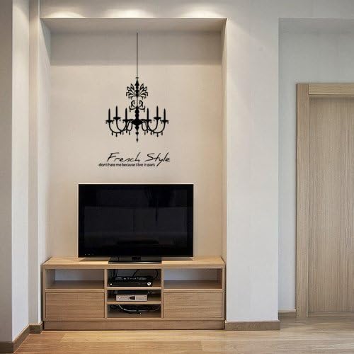 Sweet Design Chandelier French Style Art Deco Decor Mural Stickers Interior Living Room Black