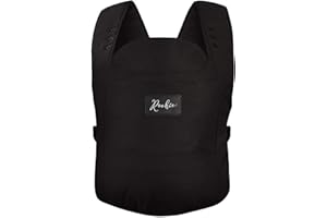 ROOKIE Babytrage Premium - Schnell & einfach angelegt - Bequeme Baby Trage für Neugeborene ab Geburt bis 15kg - Baby Carrier aus Bio Baumwolle (Black)