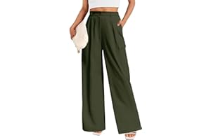 Lonya Pantaloni Donna Estivi Leggeri Pantalone Palazzo Elastico Vita Alta Pantaloni Eleganti Gamba Larga Casual Pantaloni Cargo Larghi con Tasche