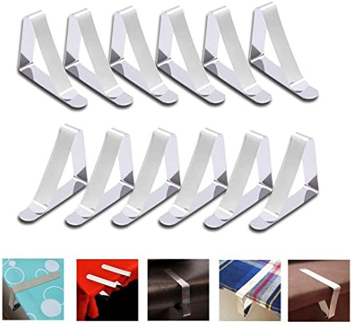 SelfTek 12 Pack Tablecloth Clips Adjustable Stainless Steel Table Cover Clamps