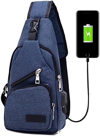 Sling Shoulder Crossbody Bag,Tezoo Outdoor Travel Casual Bicycling Hiking Multipurpose Anti Theft Lightweight Backpack,Triangle Packs Daypack,Chest Bag, School Bookbag for Men Women with USB Charg Dark Blue