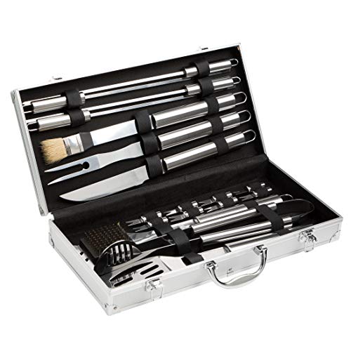 Preisvergleich Produktbild Bruzzzler BBQ Profi-Grillbesteck, Besteck für Grill, Silber