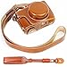 Produktbild First2savvv XJD-EM10II-HD09S09 Premium Qualität braun Ganzkörper- präzise Passform PU-Leder Kameratasche Fall Tasche Cover für Olympus OM-D E-M10 Mark 2. EM10 Mark II.mit 14-42mm lens mit Kameragurt