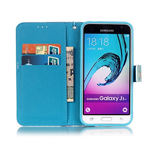 Galaxy J3 (2016) Hülle,Galaxy J3 (2016) Ledertasche Brieftasche im BookStyle,SainCat PU Leder Wallet Case Folio Schutzhülle [Golden Butterfly Muster] Hülle Lederhülle Bumper Handytasche Skin Schale Soft Backcover Handy Tasche Flip Cover Buchstil Klapptasche in Lederoptik mit Standfunktion Karteneinschub und Magnetverschluß Etui Flip Case für Samsung Galaxy J3 (2016) - 6