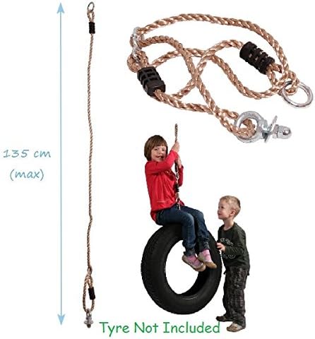 Pendulum / Vertical Tyre Swing Rope &amp; Fixing Set - Climbing / Swing Frame Accessory (Rope Set Only - Tyre Not Included)