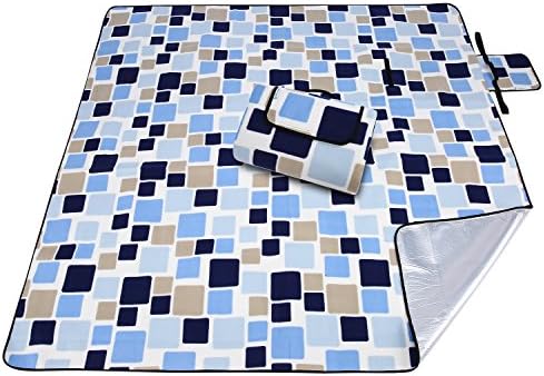 Large Picnic blanket, Outdoor Picnic Mat with Water-Resistant Backing Portable for Picnics, Beaches and Outings (79''x79'', Plaid stripes)