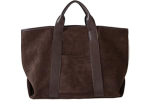 GETERUUV Wildleder-Tragetasche für Damen, Arbeitstasche, Vintage, Tragegriff oben, große Kapazität, Wildledertasche, Kunstleder-Schultertasche