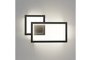 Klighten Applique Murale Interieur Design, Lampe Murale LED Mordern, Appliques Interieur Décoratif, Lumière mural pour Chambre, Salon, Couloir, 24W, 1960LM, Blanc Naturel 4000K, Noir