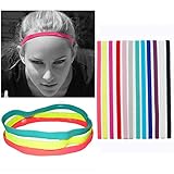 12Pcs Sports Headbands Slim Hairband,Elastic Anti-slip,Thin Skinny Bands with Silicone Lined Sweatband for Women and Men,Headband for Athletics,Yoga,Golf,Running,Soccer,Jogging, Workout and More