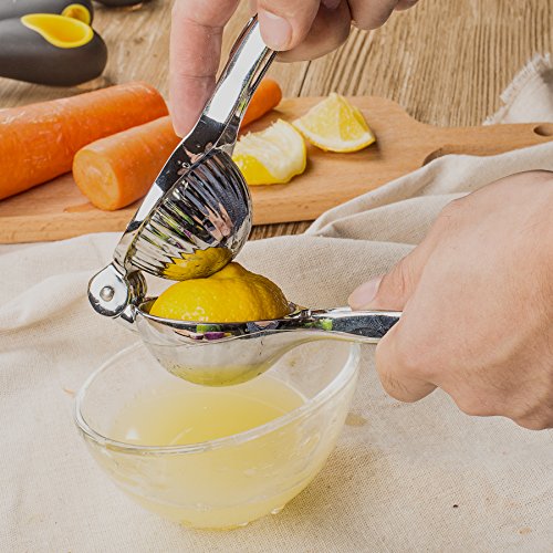 Zestkit Zitruspresse Zitronenpresse hergestellt aus Edelstahl Zitronen- und Limettensaftpresse BPA-frei und spülmaschinenfest,Silber - 4