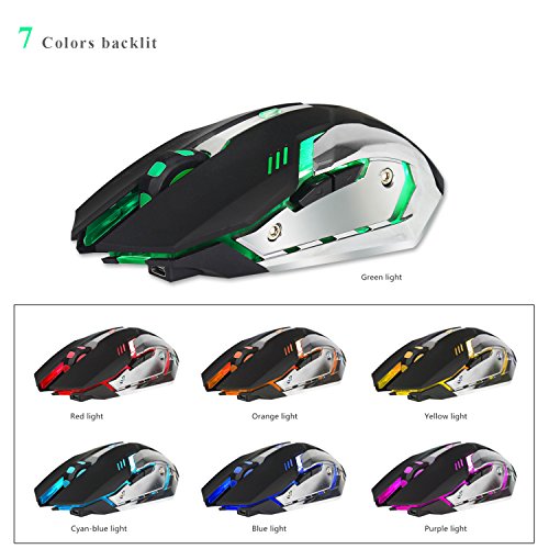 Recargable 2 4Ghz Rat  n para Gamer Inal  mbrico con 7 Colores Retroiluminado  bater  a de litio de 600 Mah 