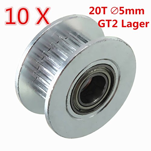 Preisvergleich Produktbild Mohoo 10pcs Zahnriemen Spannrolle 20T Ø5mm GT2 mit Lager für 3D Drucker