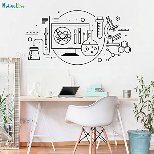 Preisvergleich Produktbild zhuziji Experiment Ausrüstung Wandaufkleber Wissenschaft Und Technologie Wohnkultur Kinderzimmer Schule Labora Abnehmbare Vinyl Wandbild weiß 109x56 cm