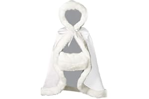 BEAUTELICATE Cape à Capuche Fourrure Princesse de Enfant Fille Bébé Manteau Longue pour Mariage Hiver Fête Cérémonie Halloween Noël
