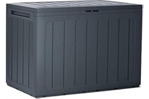 B2C Garden Storage Box Plastic Organizer Outdoor Vertical Boards Lood Bench Large Deck Cushion Organizer Furniture Lid Container Boarde (Anthracite, 190L)