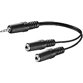 Goobay 50465 Audio Y Kabeladapter 3, 5 mm, 1x Stecker 2x Buchse mono - Klinke 3, 5 mm Stecker (3-Pin, stereo) > 2x Klinke 3, 