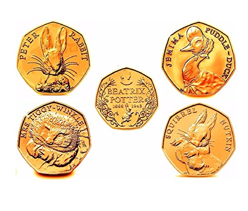 Brand New BU 2016 Full Set Beatrix Potter 24K carat Gold Plated 50p Fifty Pence Coin With Album (Full Sets with album)