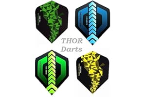 THOR-DARTS Lot de 10 (30 fléchettes) extra fortes HD-280 Vert foncé Noir 150 Micron Flys très durables Forme standard Ultra résistant Vert/noir / Bleu/noir HD 150 Plus