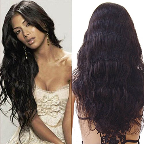 S-noilite® 100% Brazilian Virgin Human Hair Wig Body Wave Wavy with Baby Hair Remy Remi Hair Glueless Lace Wigs for Women 130% Density (12")