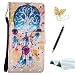 Produktbild Sony Xperia Z3 Handyhülle,Sony Xperia Z3 Hülle,TOUCASA® Brieftasche flip PU leder ledercase magnet leder klappbar Hülle etui tasche 360 grad Karte Halterung Kartenfächer extra Dünn Klapphülle Funkeln 3D Oberfläche Schmetterlingsblume für Sony Xperia Z3-Traumfänger+ Gratis Touch Stylus Pen & Staubstecker