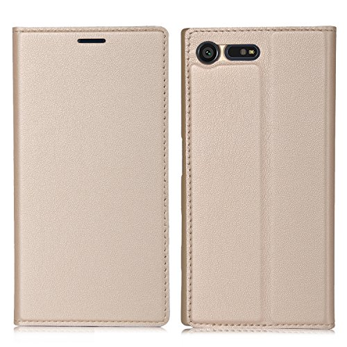 Sony Xperia X Compact Hülle,IVSO Hohe Qualität Advanced Shock Absorption Technology Case Folio Tasche Cover für Sony Xperia X Compact Smartphone 11,7 cm (4,6 Zoll) (Für Sony Xperia X Compact, Golden)