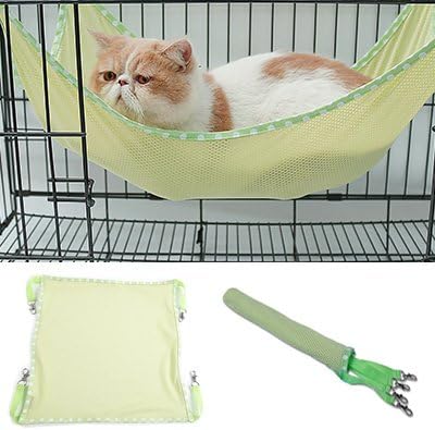 Petneces Cats Breathable Mesh Hammock Mat Bed Pet Cage/Chair Hammock for Cats/Small Dogs/Rabbits/other Small Animals 21x15 in (Green)