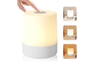 Journeyside Lampe de Chevet Tactile, Chaude Veilleuse Adulte Sans Fil avec 3 Modes, Variation d'intensité en Continu, 1200mAh Veilleuse LED Lampe Lumière avec Fonction Mémoire pour Chambre, Salon
