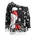 Produktbild Marlene (R) Weihnachten Pullover-Damen Lange Ärmel-Weihnachtsmann Drucken-Skew Kragen Sweatshirt Bluse (-35%) S~XL