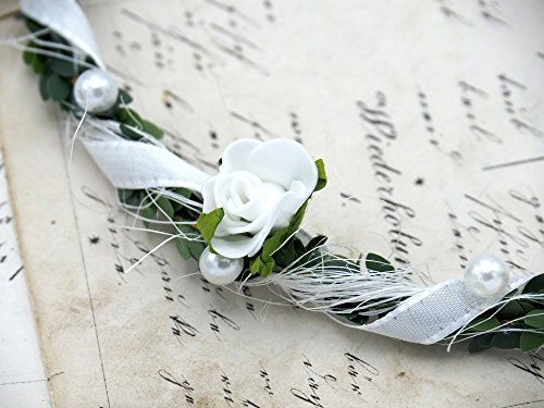 Haarschmuck Haarkranz Weiß Kopfschmuck Hochzeit Kommunion Taufe Blumenkind - 4