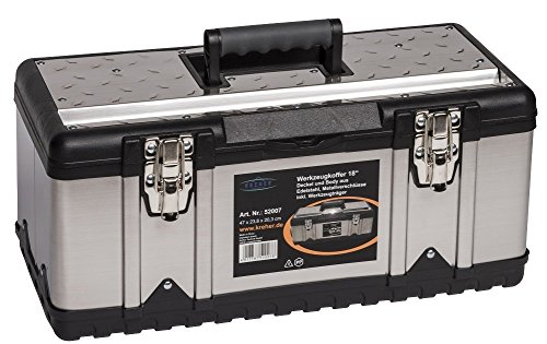 Professionelles Werkzeugkoffer Set: 2 xPROFI 18 mit Korpus aus Edelstahl, robustem Kunststoff-Rahmen und herausnehmbaren Werkzeugträger, Abläng – Vorrichtung im Deckel, zwei abschließbare Metallverschlüsse, Maße eines Koffers BxTxH: 47 x 23,8 x 20,3 cm - 7