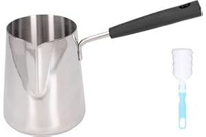 BOXWIZARD Olla de Moca de Inducción de Acero Inoxidable, Turca Moderna de 600ml, Acabado Brillante, Resistente a Altas Temperaturas, Fácil de Limpiar, Calentador de Mantequilla