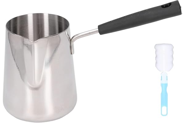 Tyenaza turkisk kaffekanna, 600 ml rostfritt stål glansig yta Högtemperaturbeständig smörvärmare med värmebeständigt handtag för lönnsirap, såsuppvärmning