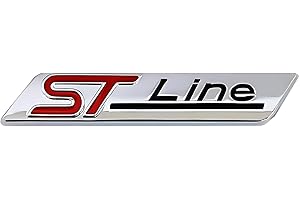 VAYFONI 1pcs 3D Metal ST Line Rear Car Emblem Badge, fiesta st accessories, st line badge, Chrome Material Trunk Sticker (Matte Silver)