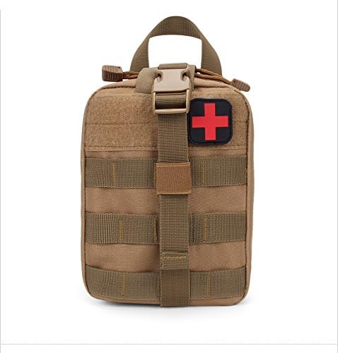 Gaodear Tactical MOLLE Rip-Away First Aid Kit EMT Pouch Outdoor Emergency Pack Medic Bag,Tactical Survival for Camping, Hiking,Fishing and Travel (Brown)