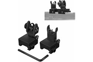 HWZ 2018 Newest Arrival Tactical Flip Up Iron Sights Front and Rear Sight BUIS Set Picatinny Weaver Mount Base for Rifle