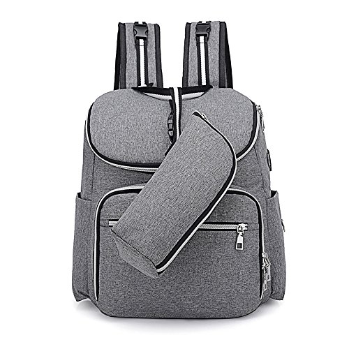 Preisvergleich Produktbild SZRWD Baby Wickelrucksack Wickeltasche, Babytasche Rucksack mit Lager-Kapazität und zusätzlicher Isolierung Portable Pocket, stilvolles Design Reisen und Outdoor-Aktivitäten mit Baby, Grau