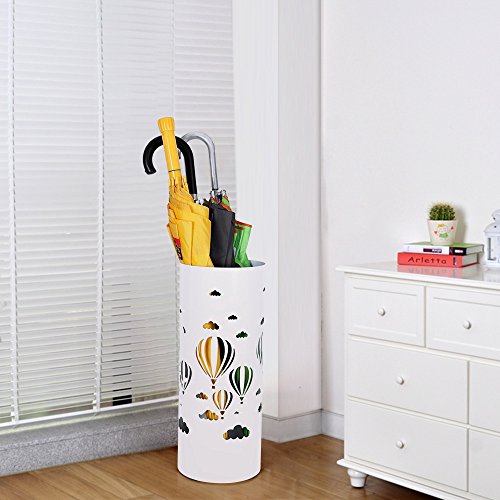 Songmics metall Schirmständer Wasserauffangschale und Haken werden verschenkt rund Ø19,5 x 49 cm weiß Regenschirmständer Regenschirm LUC02W - 2