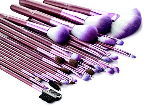 Glow 30 teilig Make-up Pinselset (Lila) + Tasche - 3