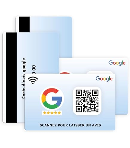 Plaque NFC + QR Code Google Reviews – Support Vertical 15x7 Cm – Parfait Pour Restaurants, Boutiques & Commerces (Blanc)