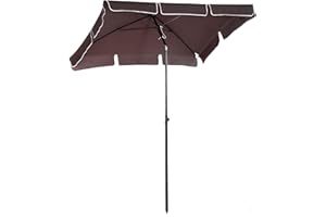 SOLD BY MHSTAR Outsunny Garden Parasol Umbrella, Outdoor Market Table Umbrella with Ruffles & Aluminium Pole, Rectangular Tilting Parasol Sun Shade Canopy, 2 x 1.3m