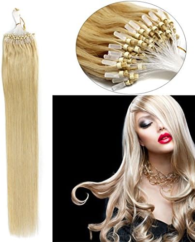 Yotty Hair Extensions Loop Micro Ring Bead Tip Remy Human Hair 100S (18''1g/s, Honey Blonde 24)