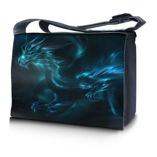 Luxburg® Design Messenger Bag Notebooktasche Umhängetasche für 17,3 Zoll, Motiv: Fantasy Drache