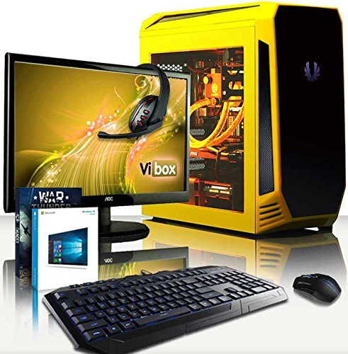 spécification VIBOX Submission Pack 29.35 PC Gamer - 4,2GHz CPU 8-Core AMD FX, GTX 1060, VR prêt, Ordinateur PC de Bureau Gaming avec Watercooling paquet de jeux, avec Écran, Windows 10, Éclairage Interne Jaune (3,3GHz (4,2GHz Turbo) Processeur CPU Huit-Core AMD FX 8300 Ultra Rapide, Carte Graphique Nvidia GeForce GTX 1060 3 Go, 32 Go RAM Team Elite 1600MHz DDR3, SSD 120 Go, Disque Dur 3 To, Refroidissement Liquide Raijintek Triton, PSU 85+, Boîtier Bitfenix Aegis)