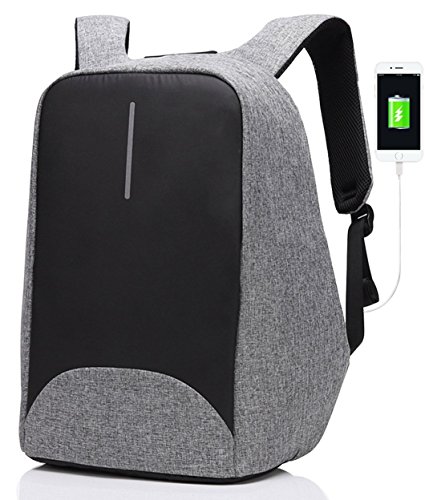 15 6 Zoll Business-Laptop-Rucksack mit Anti-Dieb-Rei  verschluss und USB-Lade-Port  wasserdichte Reise Daypack College-Tasche mit versteckten Fach f  