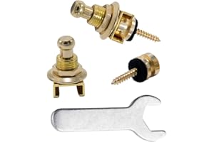 Rayzm Gitarre Strap Locks Button/Gitarrengurt Schlösser mit einem Schraubenschlüssel, Sicherheit Straplocks Rutschfeste Strap Retainer System für Akustik-/Elektro-/Bassgitarre (Gold)