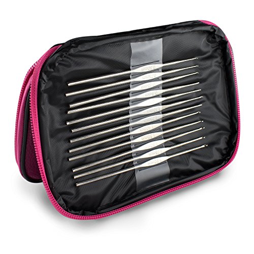 LIHAO 22x Häkelnadel Set Aluminium mit Zubehöre in Tasche Multifarben Häkeln - 5