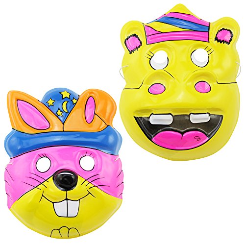 COM-FOUR® 6x Tiermasken für Kinder, verschiedene Motive aus Kunststoff, ideal zu Fasching und Karneval - 4