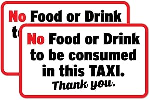 STICKER COLLECTIVE Shopfront Trading - 2 adesivi con scritta "No food or drink in this taxi"