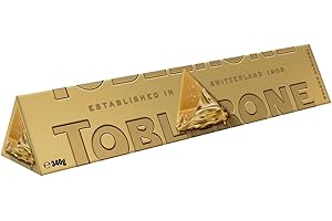 Toblerone Golden Milk Chocolate, Honey and Almond Nougat Large Gift Bar, Made with Swiss Milk, Christmas Treat for Gifting, or Sharing 340 g (Pack of 1)