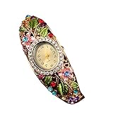 Bluelans® Elegantes Damenuhr Analog Quarz Strass Uhr Blume Armbanduhr Multicolor
